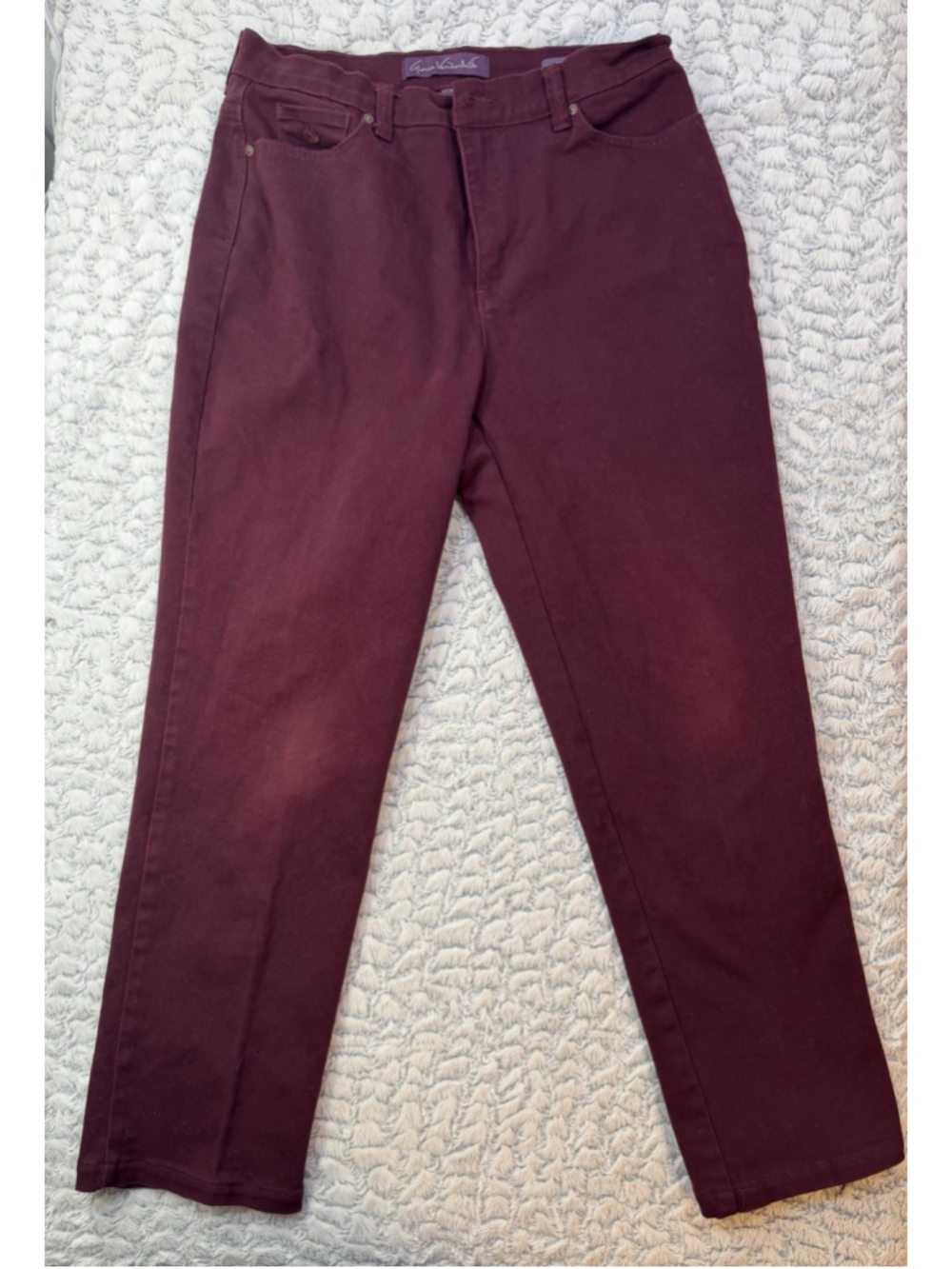 Gloria Vanderbilt Women’s Straight Leg Jeans Burgundy Dark Wash Stretch Pockets